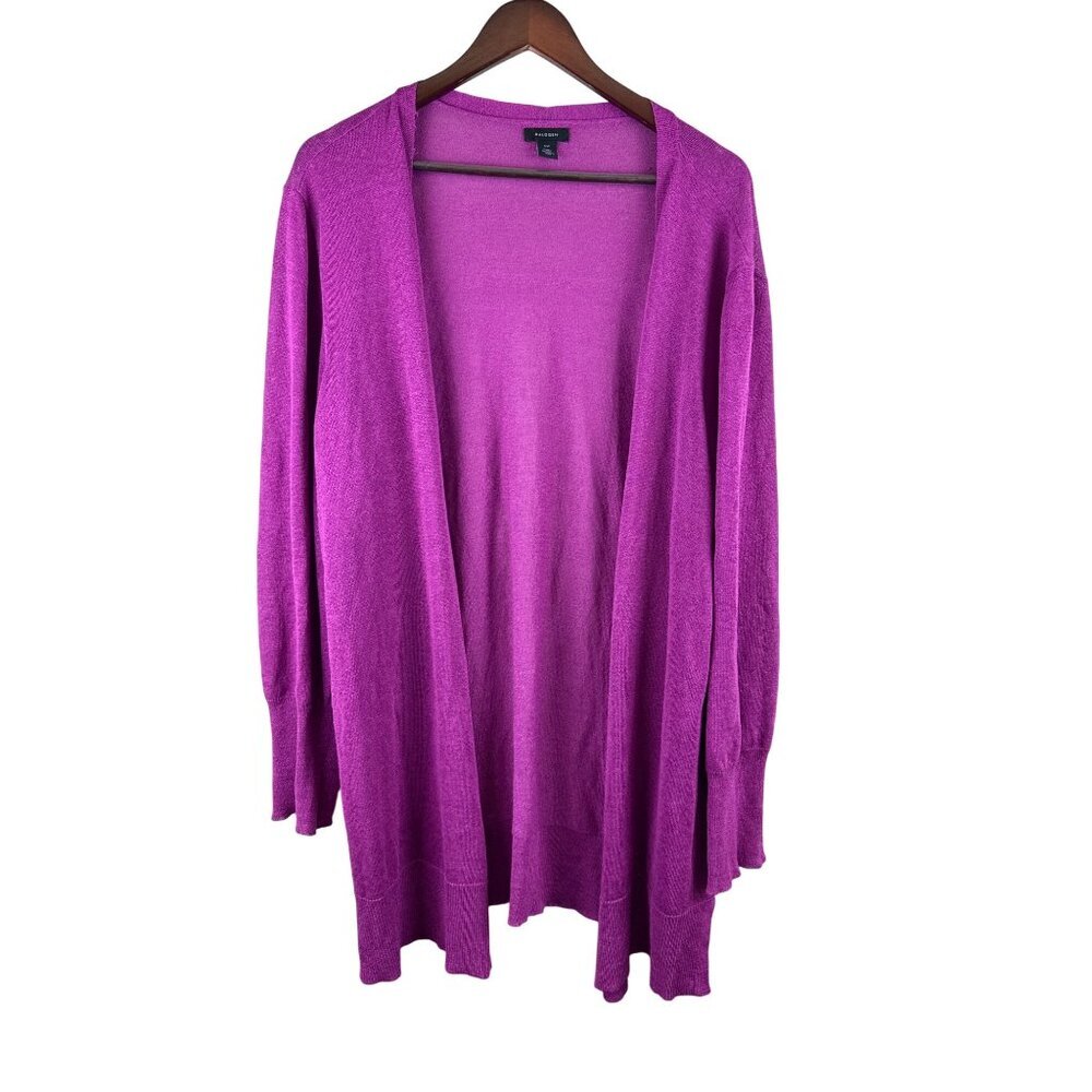 Halogen Women's Cardigan Sweater Knit Open Front Purple Long Sleeve Size XXL